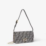 FENDI Wallet On Chain Baguette Dark blue denim-effect FF jacquard wallet - Image 3